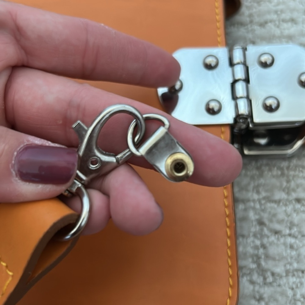 Nardelli Genuine Leather Made in Italy Orange Leather Top Handle Handbag - Picture 11 of 11
